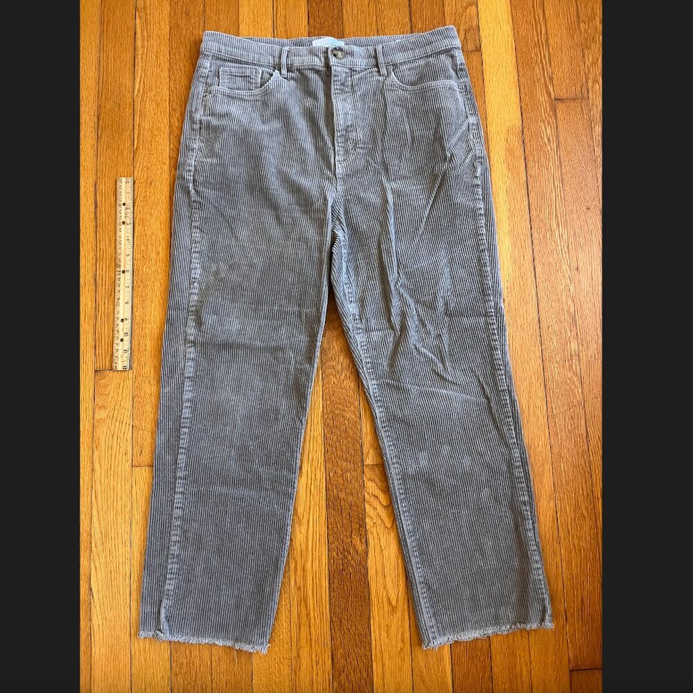 Women's Loft Grey Pinwale Corduroy Pants, 31W 12L (Hemmed)